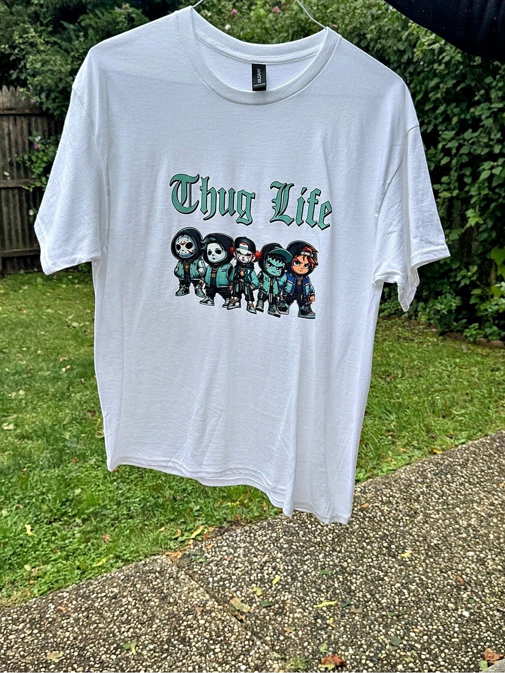 Gildan Thug Life Horror Movie Characters T-Shirt White